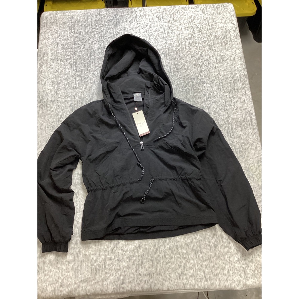 Calia Womens XS Hooded Windbreaker Pure‎ Black Water Repellent WAX14309 NWT